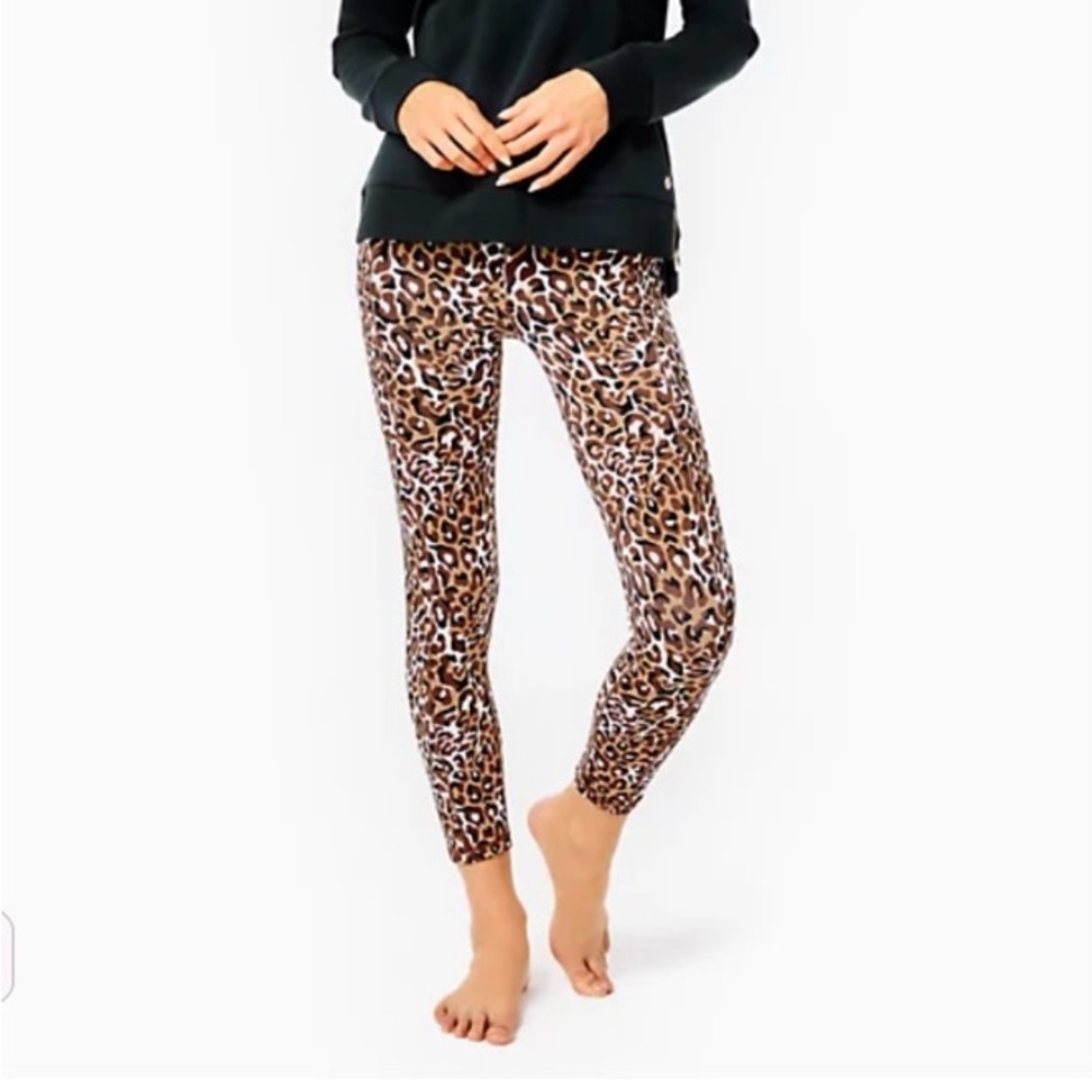 Lilly Pulitzer Luxletic Weekender Leggings Choc Onyx My Favorite Spot Size Large
